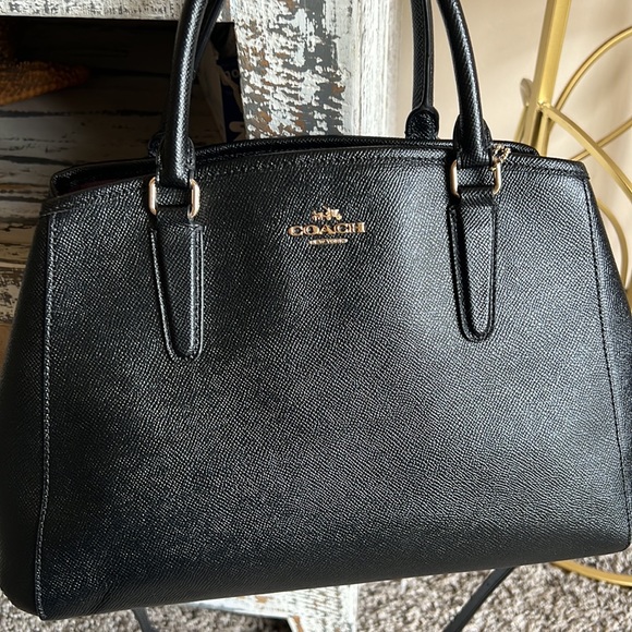 COACH F57527 SMALL MARGOT CARRYALL CROSSGRAIN LEATHER BLACK - Picture 3 of 16